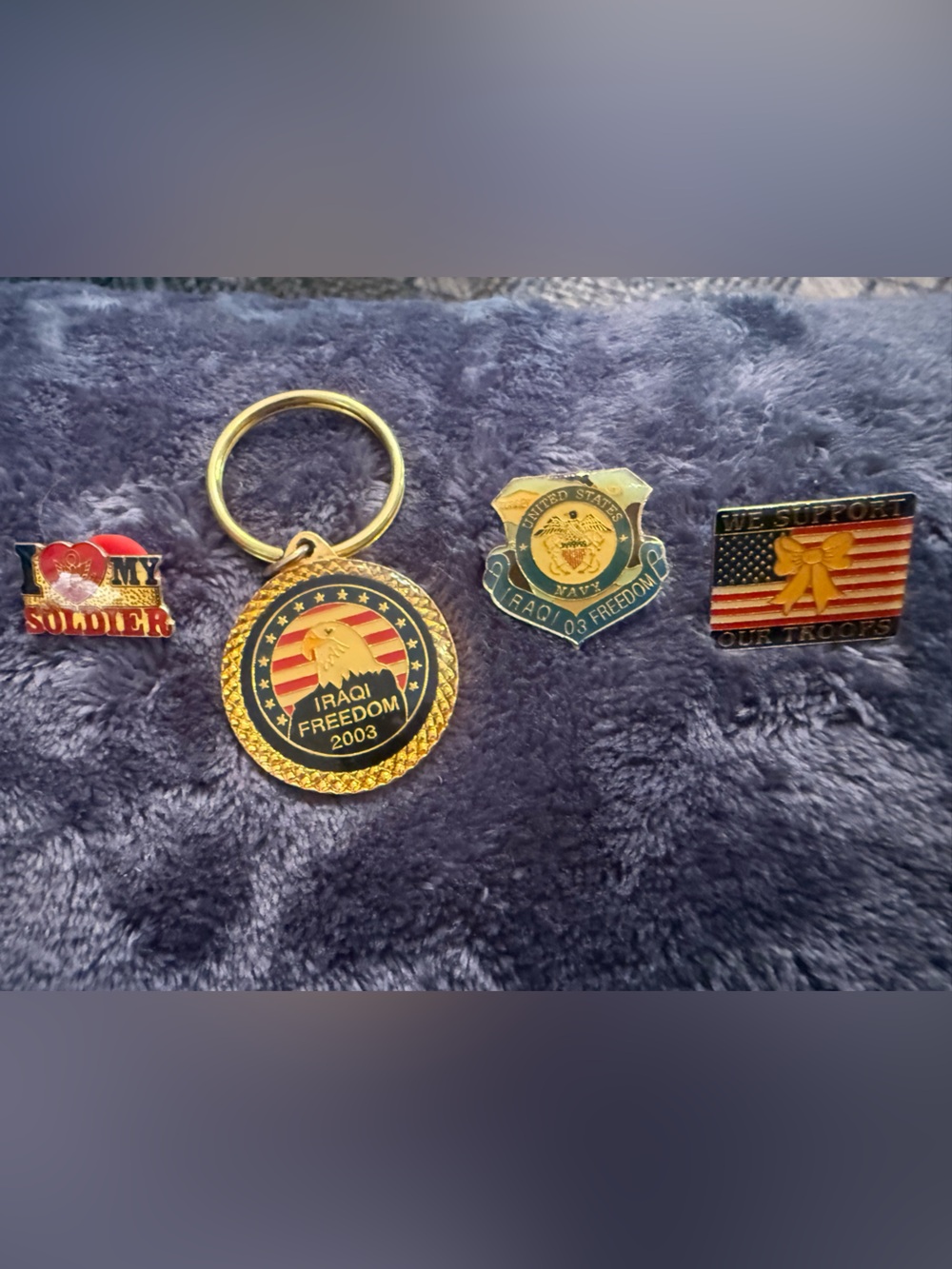 Iraqi Freedom Lapel Pins, Key Chain - Navy (Vintage)